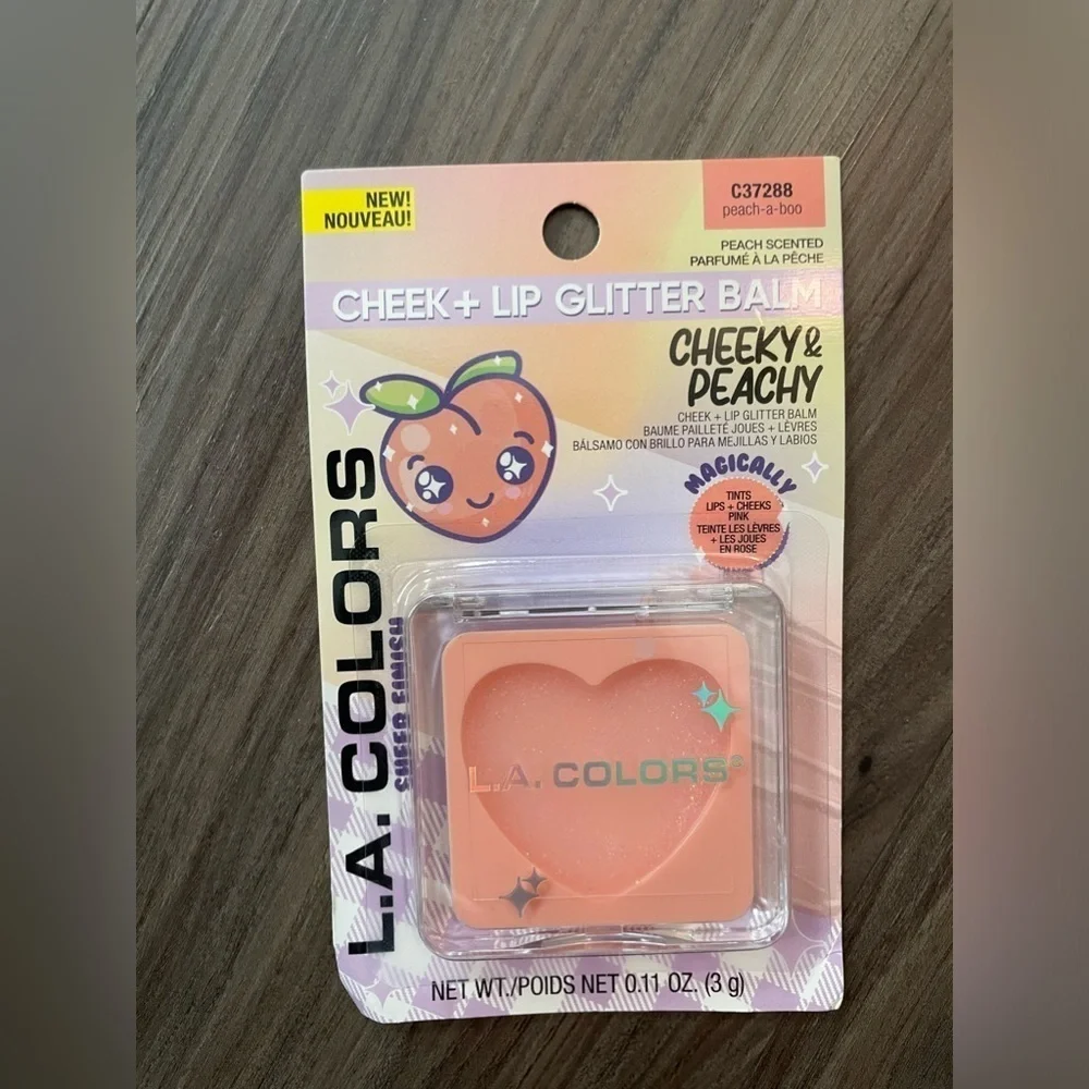 L.A. Colors Cheek + Lip Glitter Balm - Peach - NWT